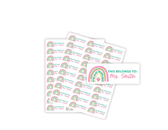 Personalized Teacher Pencil Rainbow Book Labels, From the Library Of, Custom Name Stickers for Class Supplies Organization, Teacher Gifts, Classroom Decor