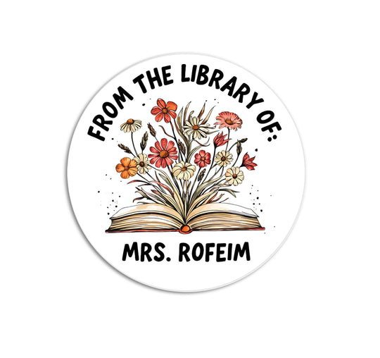 Teacher Flower Labels, Personalized Bookplate Stickers, Personalized Name Labels, From the Library of Book Labels, This Book Belongs to