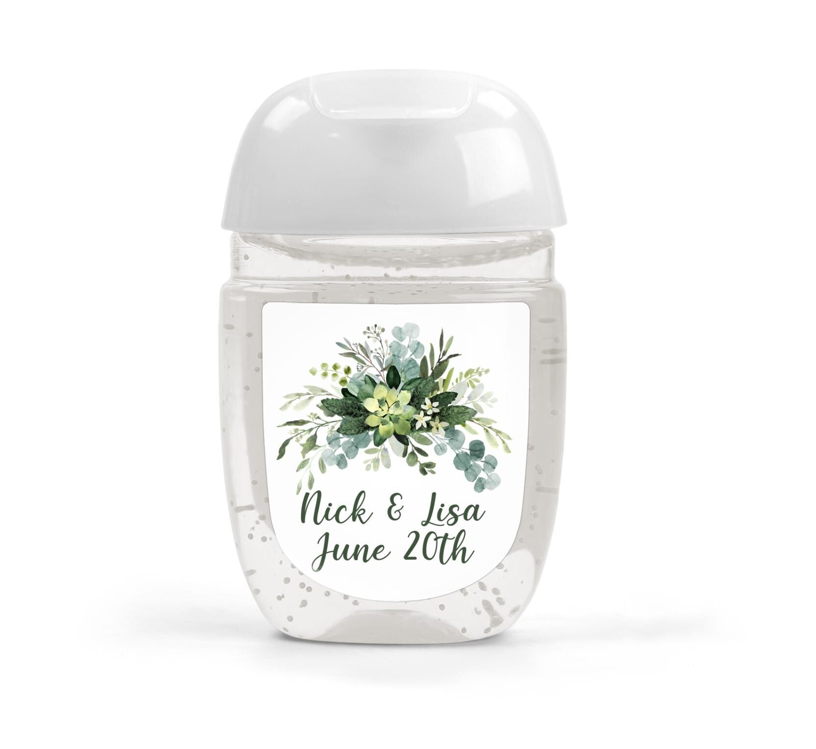 Greenery Sanitizer Thank You Stickers, Personalized Stickers for Favors, Wedding Favor Shower Favor with Eucalyptus, Bridal Shower Labels