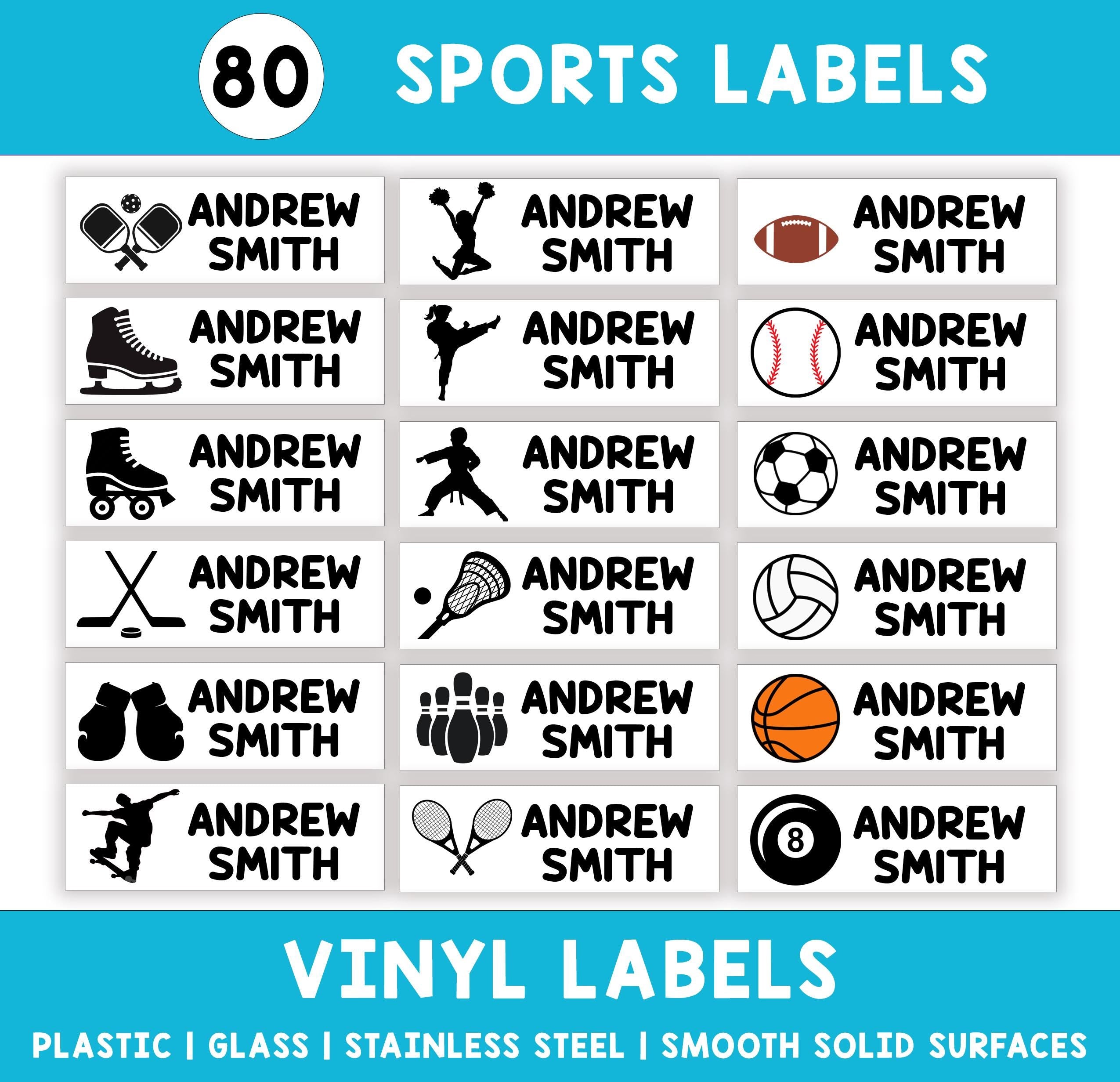 PreSchool Supply Labels, This Belongs to Teacher Stickers, Sports Icon Name Sticker, Back to School Labels, Personalized School Book Labels