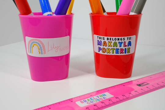 Personalized Teacher Pencil Rainbow Book Labels, From the Library Of, Custom Name Stickers for Class Supplies Organization, Teacher Gifts, Classroom Decor