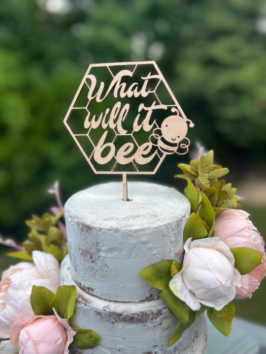 What Will It Bee Baby Shower Cake Topper | Baby Shower Cake Topper for Girl | Baby Shower Cake Topper for Boy | Maple Plywood Topper