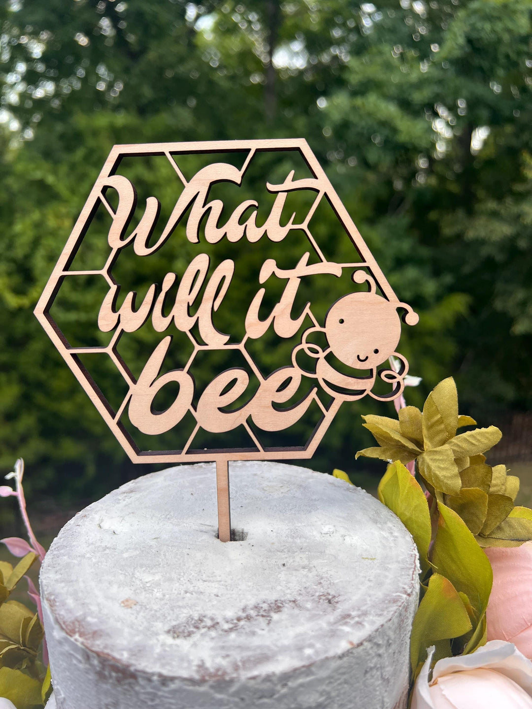What Will It Bee Baby Shower Cake Topper | Baby Shower Cake Topper for Girl | Baby Shower Cake Topper for Boy | Maple Plywood Topper