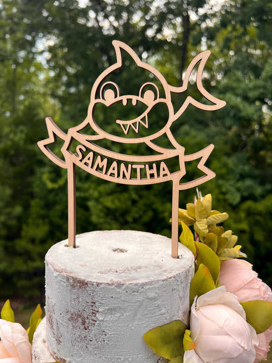Shark Birthday Party Cake Toppers | Birthday Party Cake Decorations for Girl | Birthday Party Cake Decoration for Boy | Maple Plywood Topper