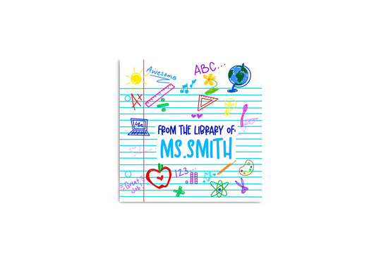 Teacher Book Labels, This Book Belongs to Square Stickers, Personalized Book Labels, From the Library of Stickers, Floral Book Stickers