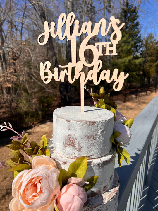 Sweet 16 Cake Topper, Wood Sweet Birthday Cake Topper, Sweet Age Birthday Party Cake Topper, Sweet 16 Rustic Cake Topper