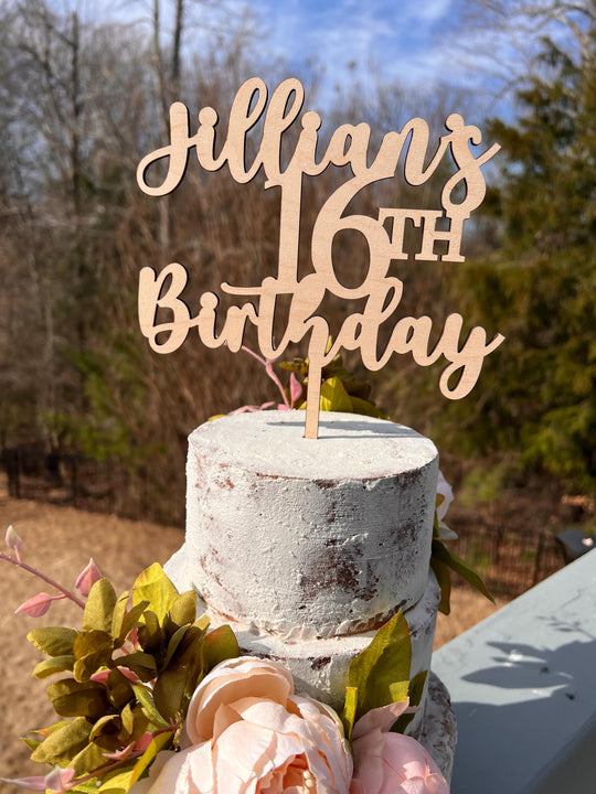 Sweet 16 Cake Topper, Wood Sweet Birthday Cake Topper, Sweet Age Birthday Party Cake Topper, Sweet 16 Rustic Cake Topper