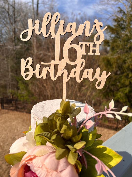 Sweet 16 Cake Topper, Wood Sweet Birthday Cake Topper, Sweet Age Birthday Party Cake Topper, Sweet 16 Rustic Cake Topper