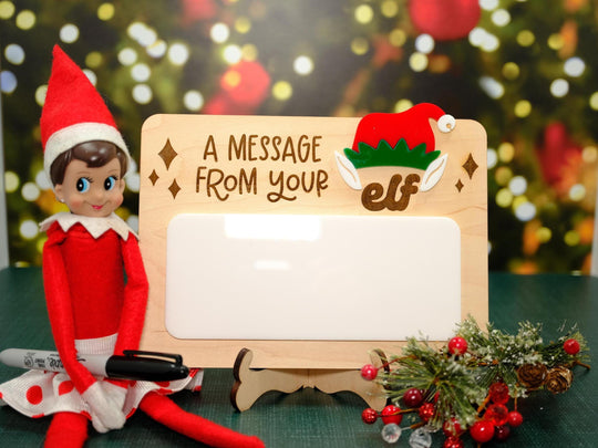 Message from your Elf Sign, Elf Message Board, Dry Erase Board Reusable Elf Prop, Christmas Decor, Mini Elf Dry Erase Board, Elf Kit Idea