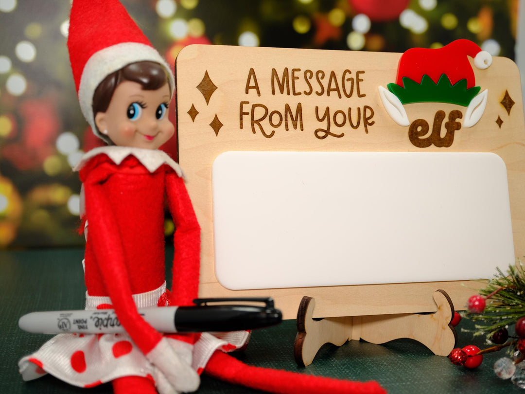 Message from your Elf Sign, Elf Message Board, Dry Erase Board Reusable Elf Prop, Christmas Decor, Mini Elf Dry Erase Board, Elf Kit Idea