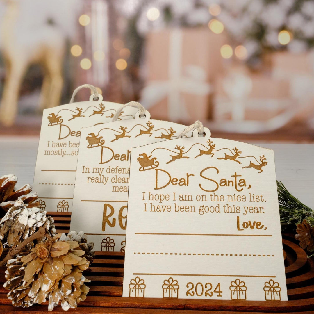 Dear Santa Child's Handwritten Christmas Ornament, Personalized Santa Ornament, Christmas Keepsake Ornament, Christmas Ornament for kids