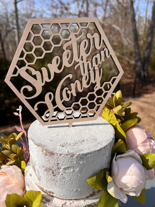 Sweeter Than Honey Baby Shower Cake Topper | Honeycomb Wedding Cake Decor | Bridal Shower Cake Decor | Bee Wedding Decor | Maple Topper