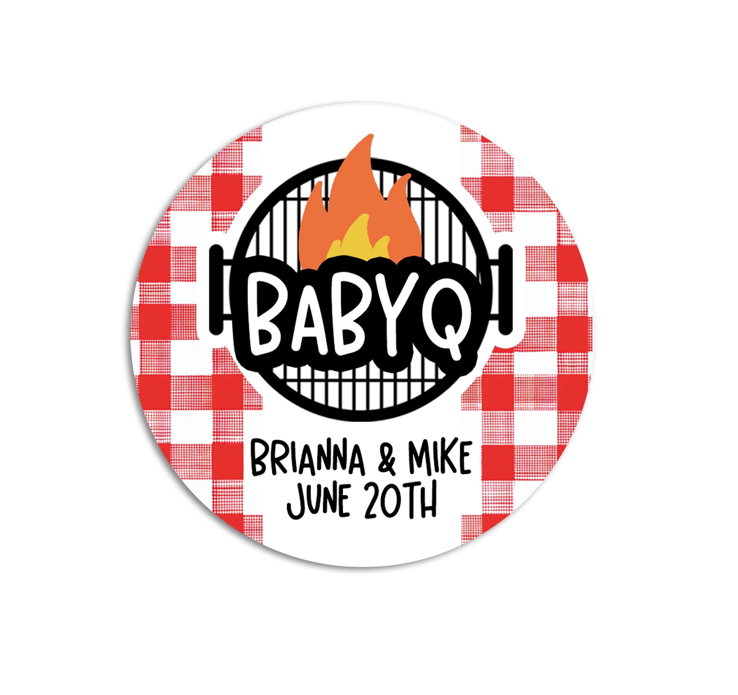 Barbecue Baby Shower Stickers, Baby-Q Barbeque Party Favor Labels, BBQ Coed Couples Shower, Baby Shower Thank You Labels