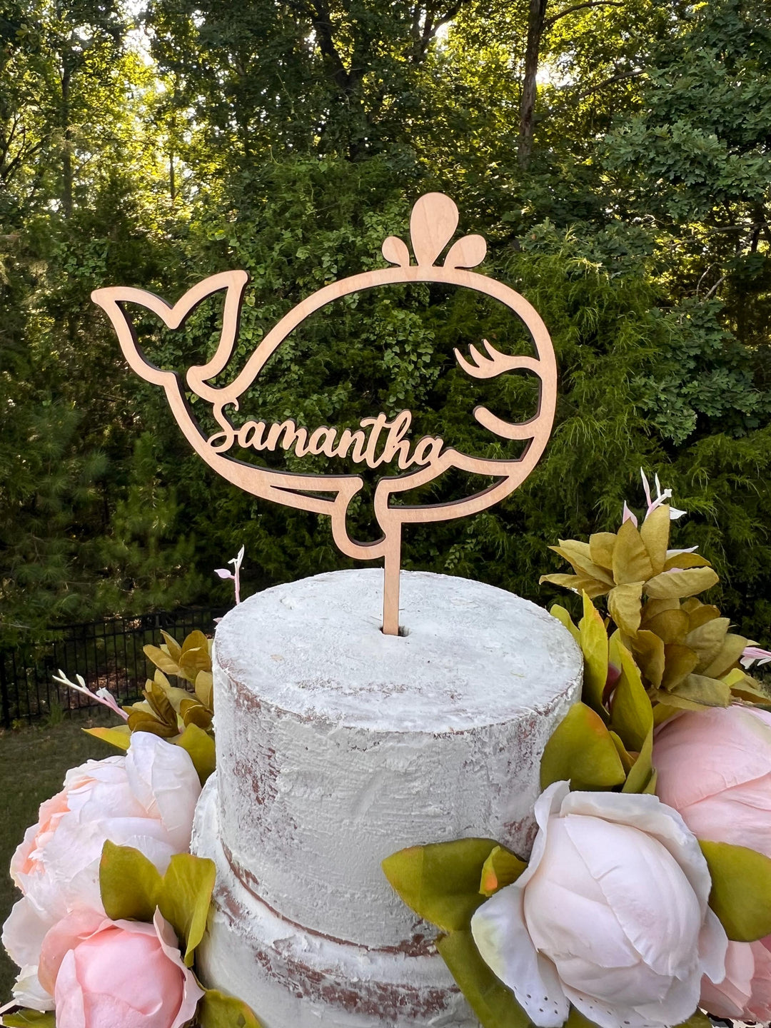 Whale Birthday Party Cake Toppers | Birthday Party Cake Decorations for Girl | Birthday Party Cake Decoration for Boy | Maple Plywood Topper