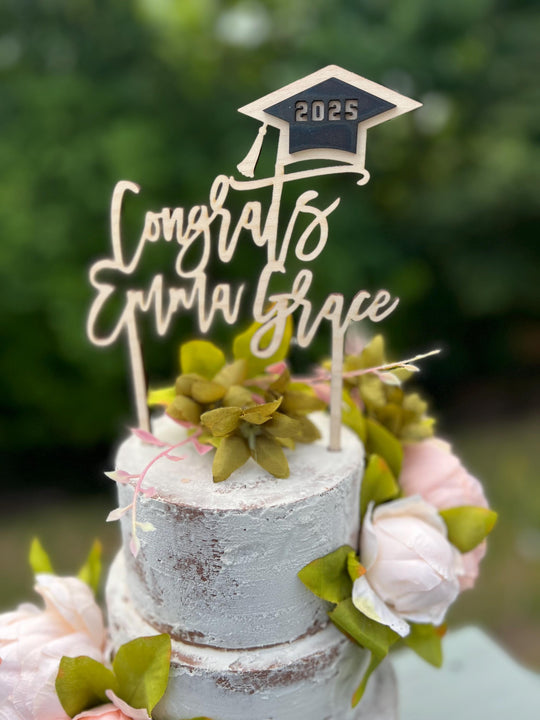 Personalized Cake Topper Graduation, Graduation Cake Topper, Congrats Grad Cake Topper, Class of 2025 Name Topper, Graduation Party Decor