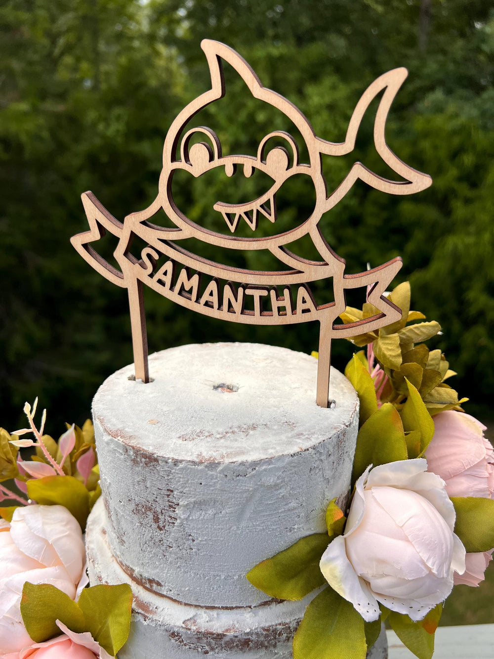 Shark Birthday Party Cake Toppers | Birthday Party Cake Decorations for Girl | Birthday Party Cake Decoration for Boy | Maple Plywood Topper