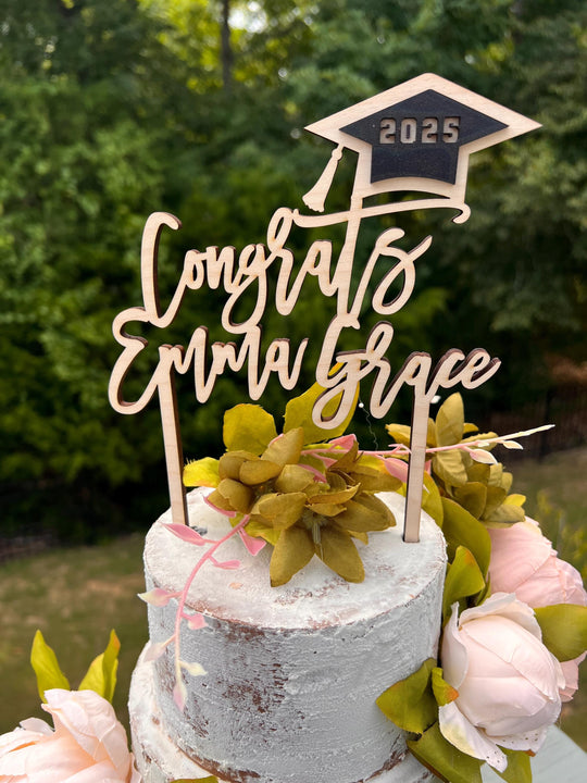 Personalized Cake Topper Graduation, Graduation Cake Topper, Congrats Grad Cake Topper, Class of 2025 Name Topper, Graduation Party Decor