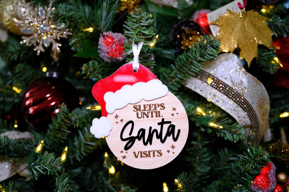 Christmas Countdown Ornament, Santa Countdown Ornament, Dry Erase Sleeps Until Christmas Sign, Kids Christmas Ornament, Interactive Ornament