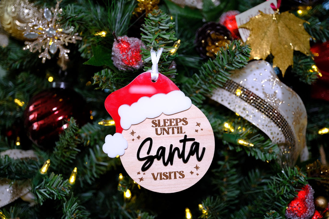 Christmas Countdown Ornament, Santa Countdown Ornament, Dry Erase Sleeps Until Christmas Sign, Kids Christmas Ornament, Interactive Ornament