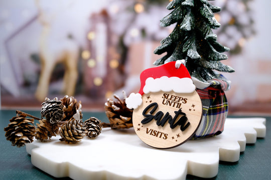 Christmas Countdown Ornament, Santa Countdown Ornament, Dry Erase Sleeps Until Christmas Sign, Kids Christmas Ornament, Interactive Ornament