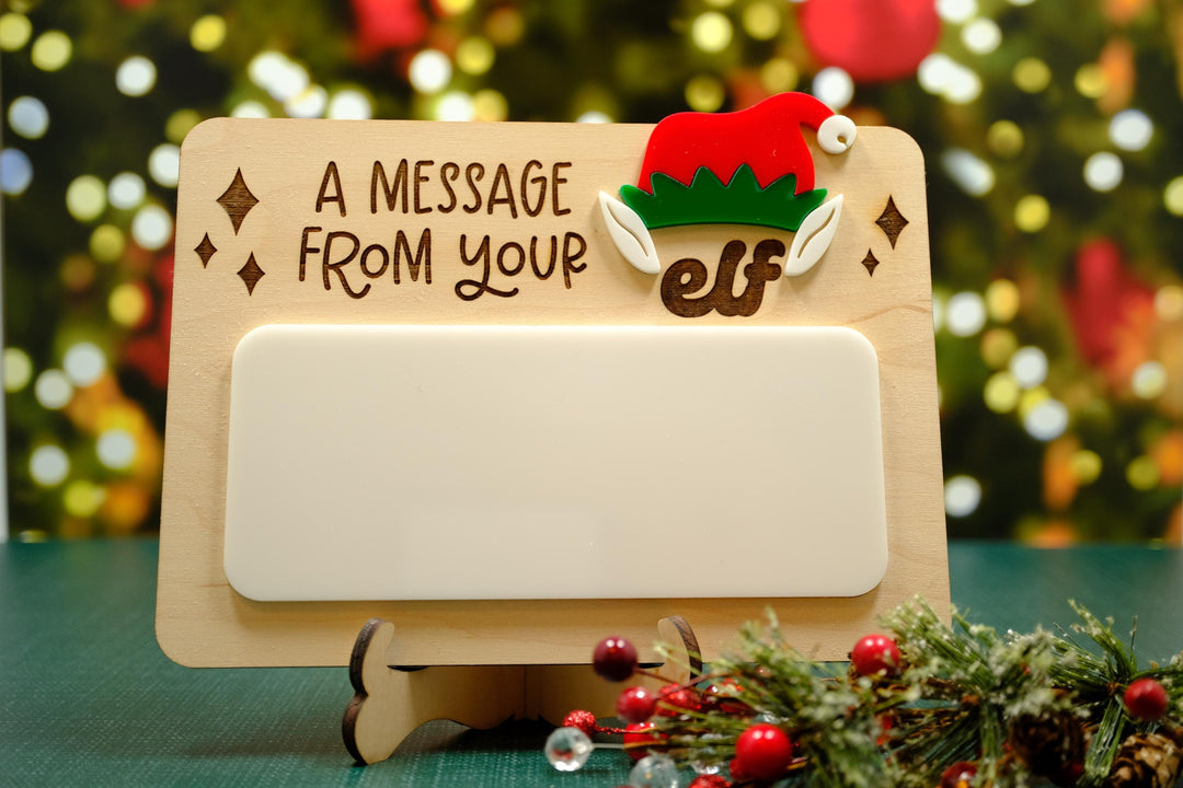 Message from your Elf Sign, Elf Message Board, Dry Erase Board Reusable Elf Prop, Christmas Decor, Mini Elf Dry Erase Board, Elf Kit Idea