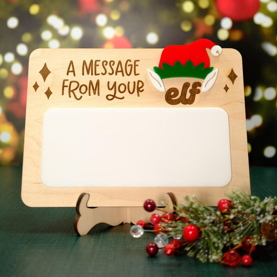 Message from your Elf Sign, Elf Message Board, Dry Erase Board Reusable Elf Prop, Christmas Decor, Mini Elf Dry Erase Board, Elf Kit Idea