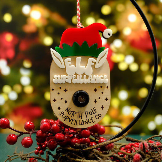 Elf Surveillance/Santa Cam, Christmas Elf/Santa Camera Ornament, Christmas Eve Activity, North Pole Cam Magnet, Fun Ornament for Kids