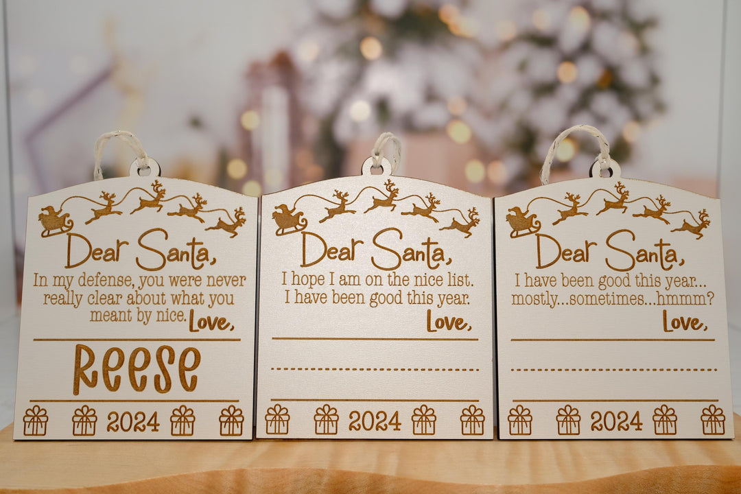 Dear Santa Child's Handwritten Christmas Ornament, Personalized Santa Ornament, Christmas Keepsake Ornament, Christmas Ornament for kids