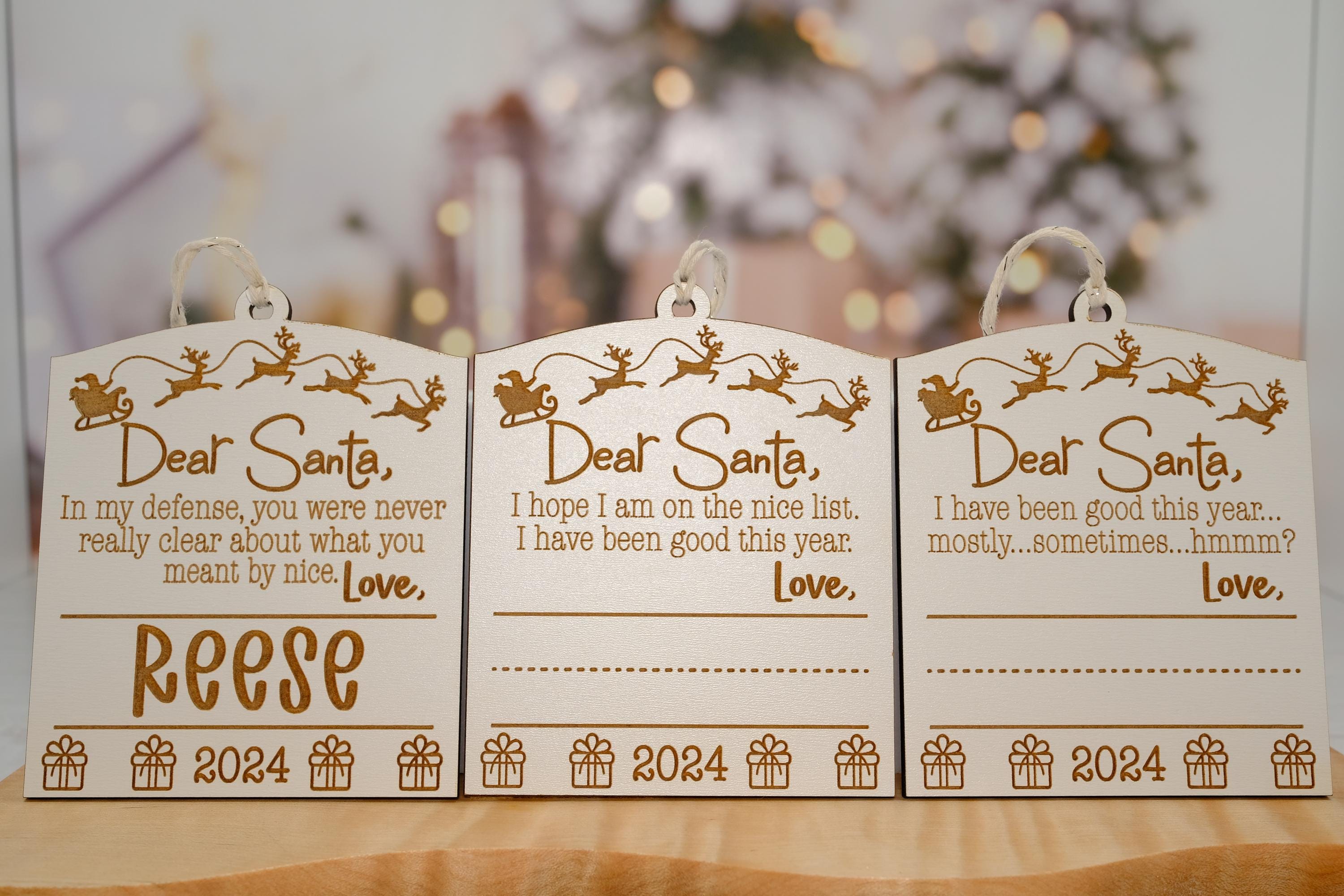 Dear Santa Child's Handwritten Christmas Ornament, Personalized Santa Ornament, Christmas Keepsake Ornament, Christmas Ornament for kids