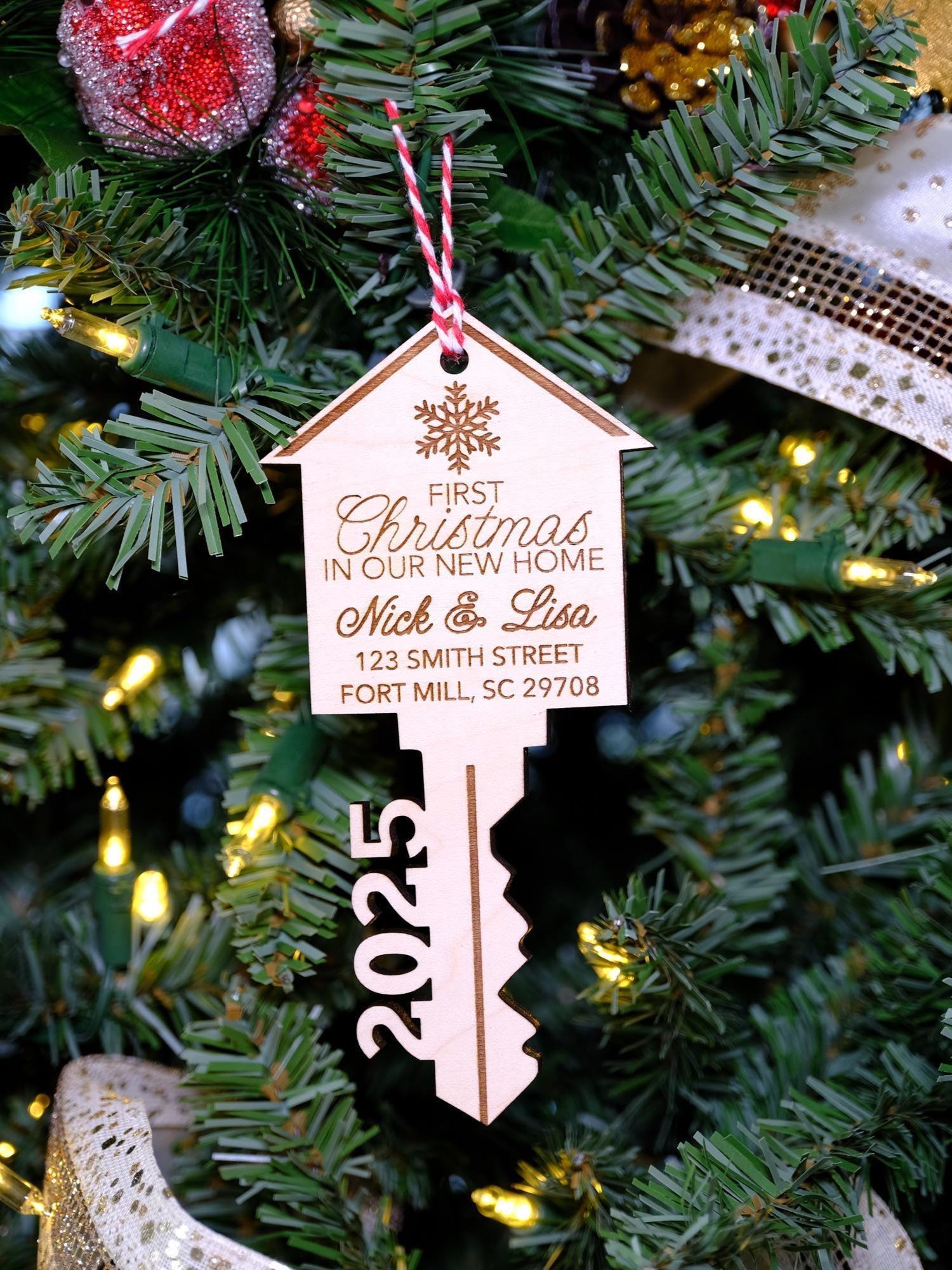 Our First Home Ornament | Christmas Key Ornament | Our First Christmas in Our New Home Ornament | House Ornament | Wooden House Ornament
