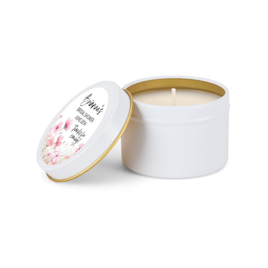 Pink Flowers Wedding Favors, Bulk for Guests, Blush Floral Candle Favors, Set of 10 Candle Tins, Personalized Wedding Gift, 4oz White Tin