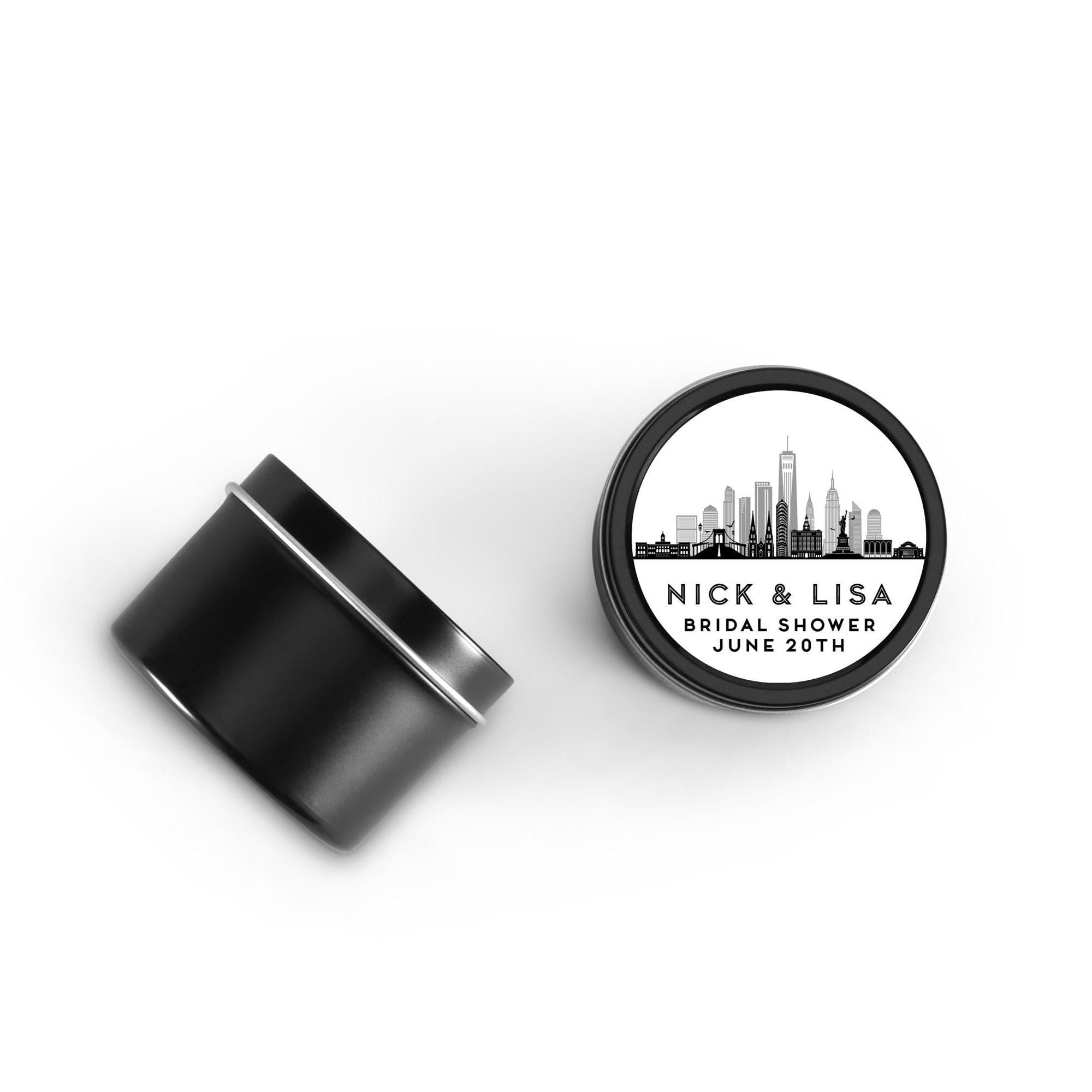 New York City Skyline Wedding Favors, Bulk Favors for Guests, Set of 10 4 oz Candle Tins, Personalized Wedding Gift, Bridal Shower Favors