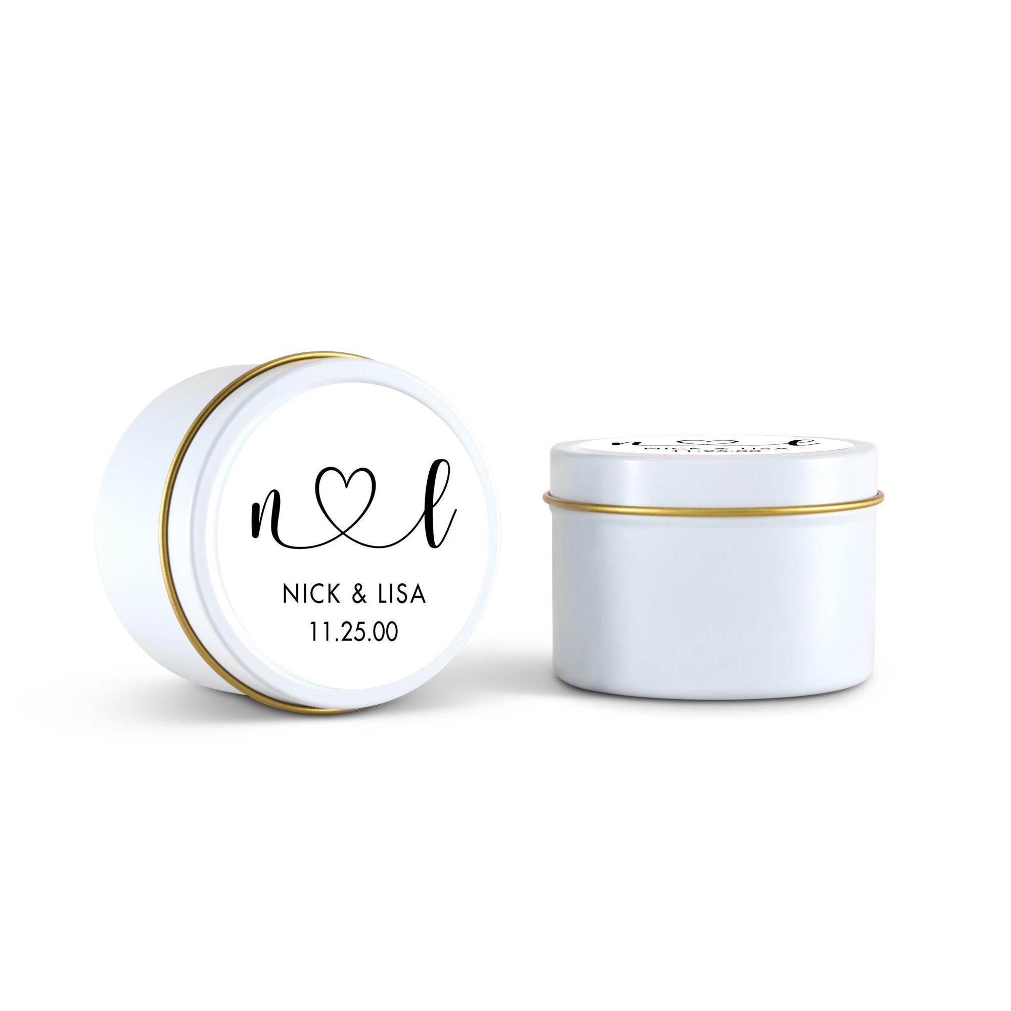 Couple Initial Wedding Favors, Groom Bride initials Candle, Set of 10 4oz Black Tin Candles, Personalized Wedding Gift