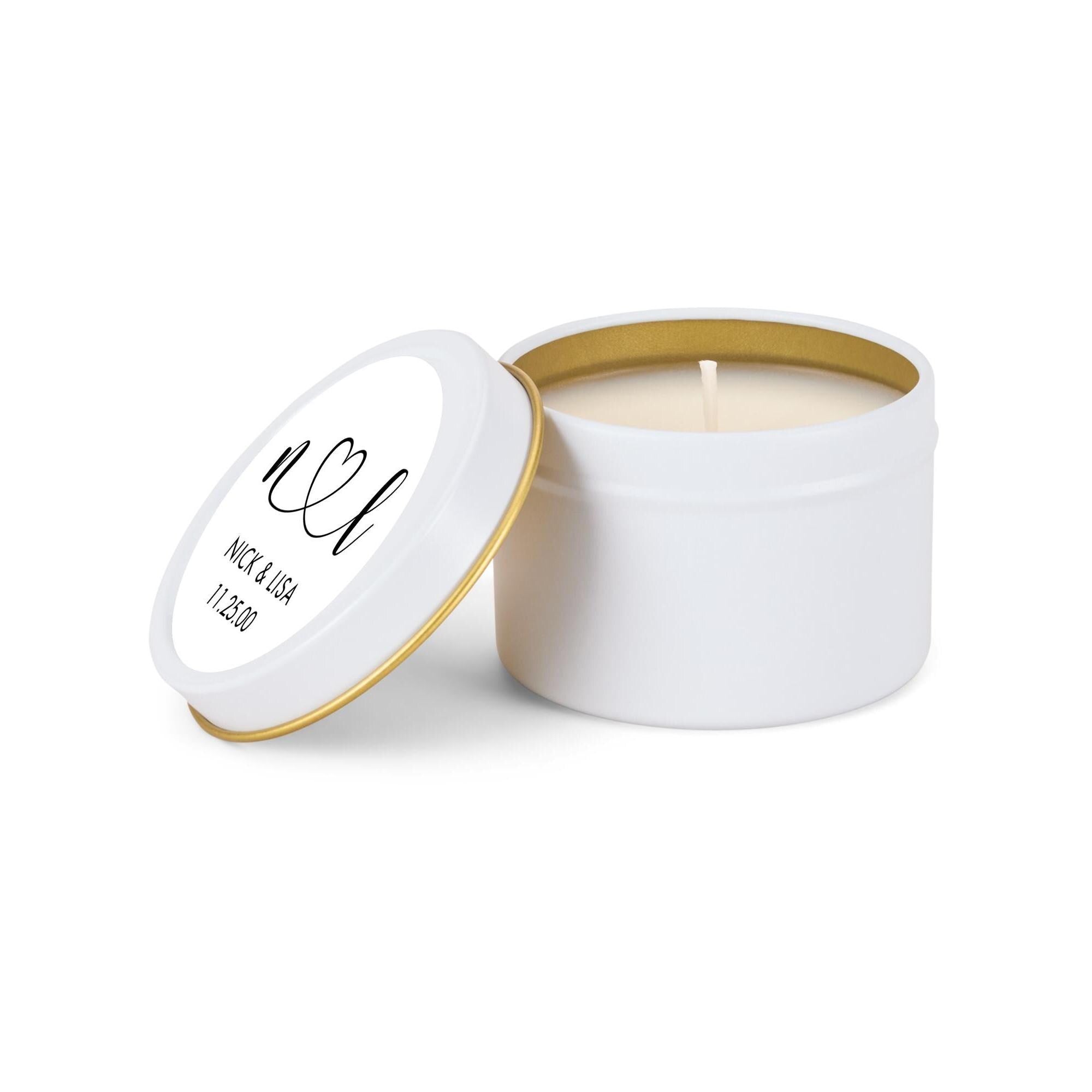 Couple Initial Wedding Favors, Groom Bride initials Candle, Set of 10 4oz Black Tin Candles, Personalized Wedding Gift