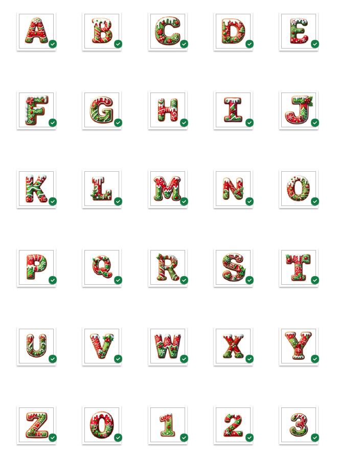 Christmas Gingerbread Cookie Name Stickers, Alphabet Labels for Kids, Initial Christmas Present Labels