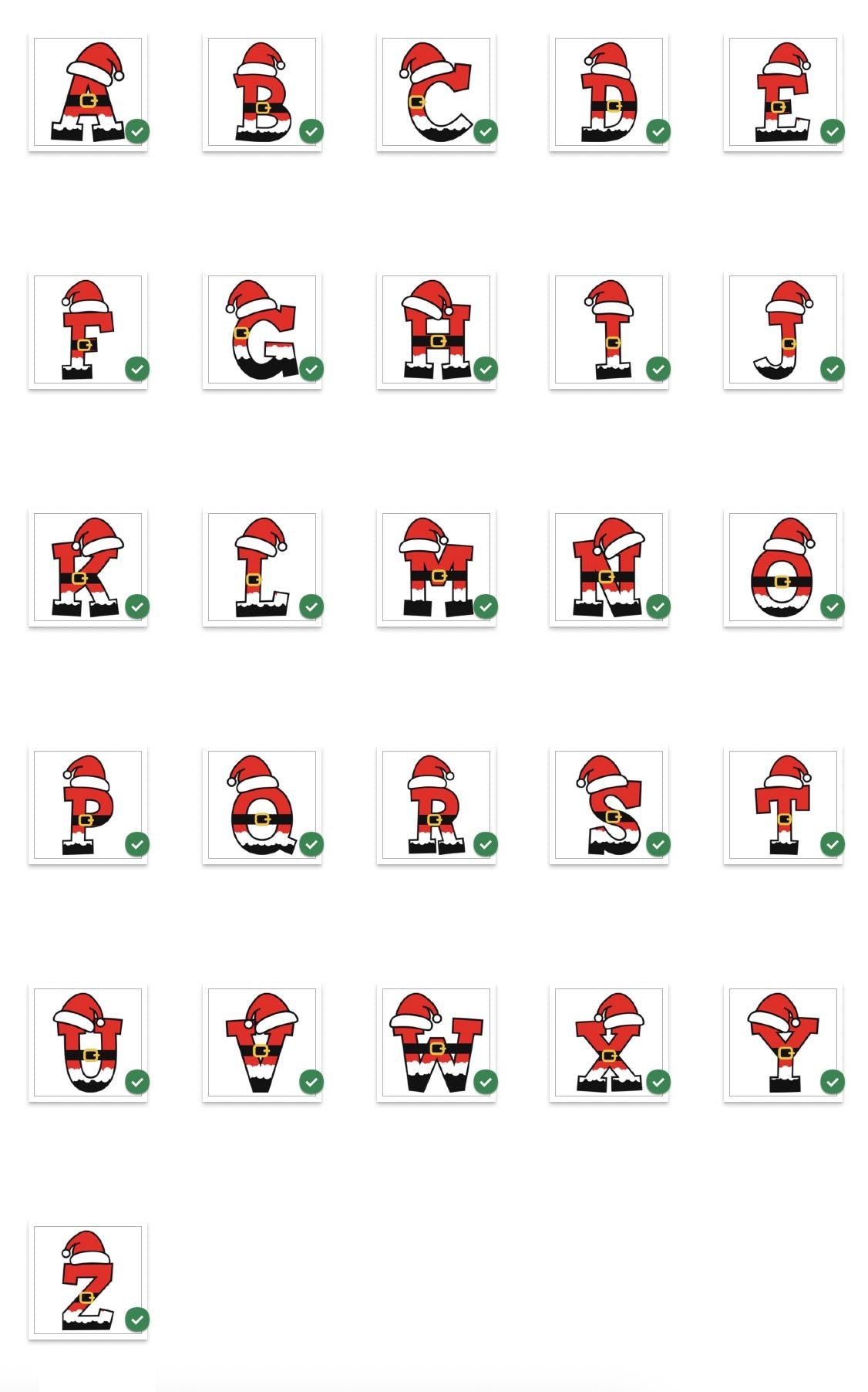 Santa Name Stickers, Alphabet Labels for Kids Xmas, Initial Christmas Present Labels