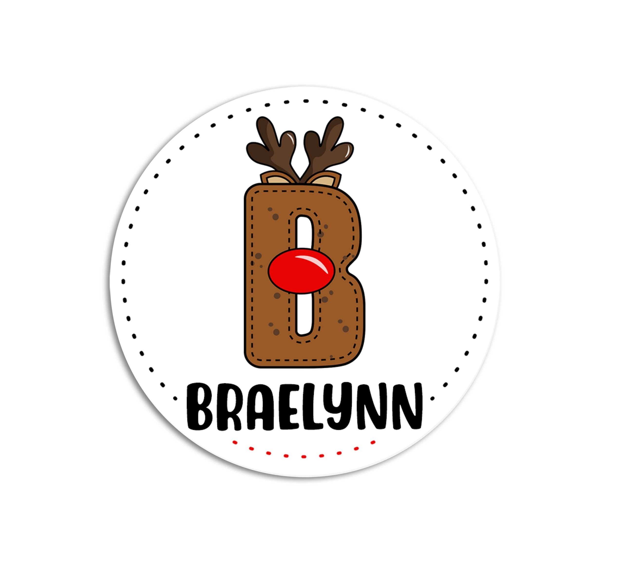 Snowman Reindeer Santa Name Stickers, Alphabet Labels for Kids, Initial Christmas Present Labels