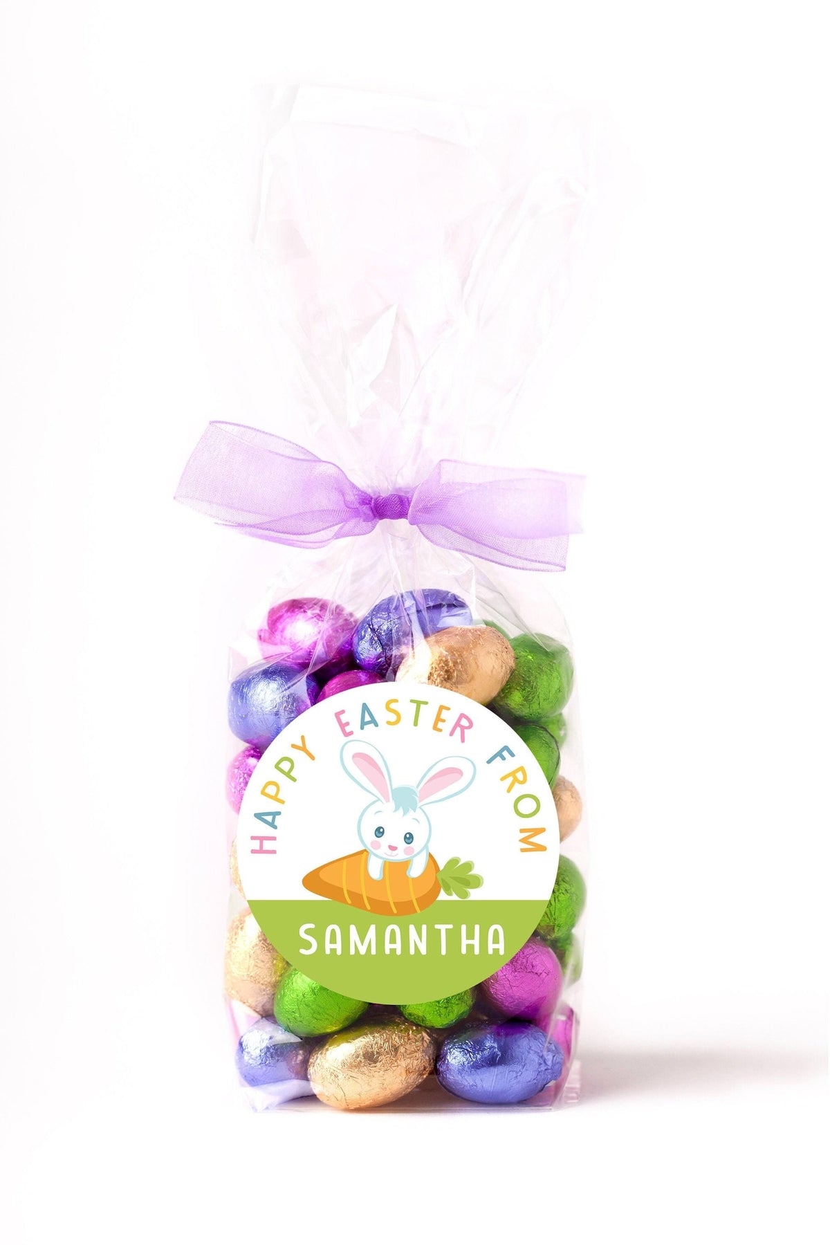 Easter Stickers, Easter Bunny & Carrot, Personalized Easter Stickers, Kids Easter Treat Bags, Easter Labels for Favors, Easter Classroom
