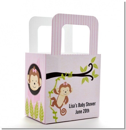 Baby Shower Favor Boxes - Monkey - Personalized Custom Party Treat Container Gift Bags - Set Of 10