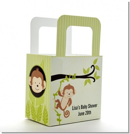 Baby Shower Favor Boxes - Monkey - Personalized Custom Party Treat Container Gift Bags - Set Of 10