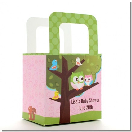 Baby Shower Favor Boxes - Owl Baby - Personalized Custom Party Treat Container Gift Bags - Set Of 10