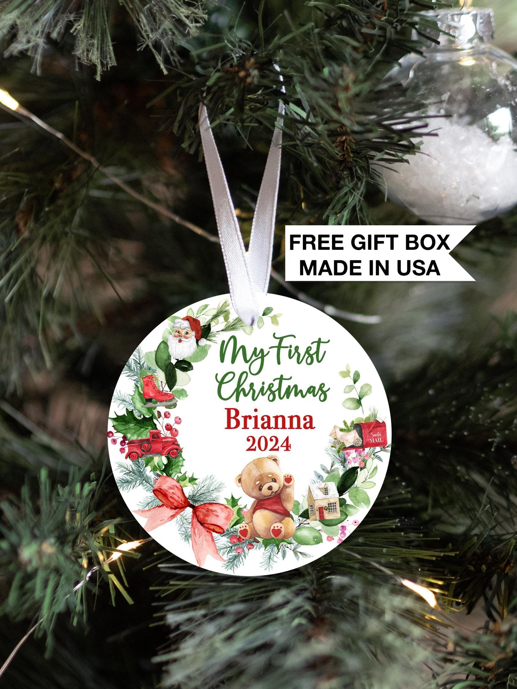 Baby's First Christmas Ornament | Personalized Teddy Bear Christmas | Custom Baby Keepsake