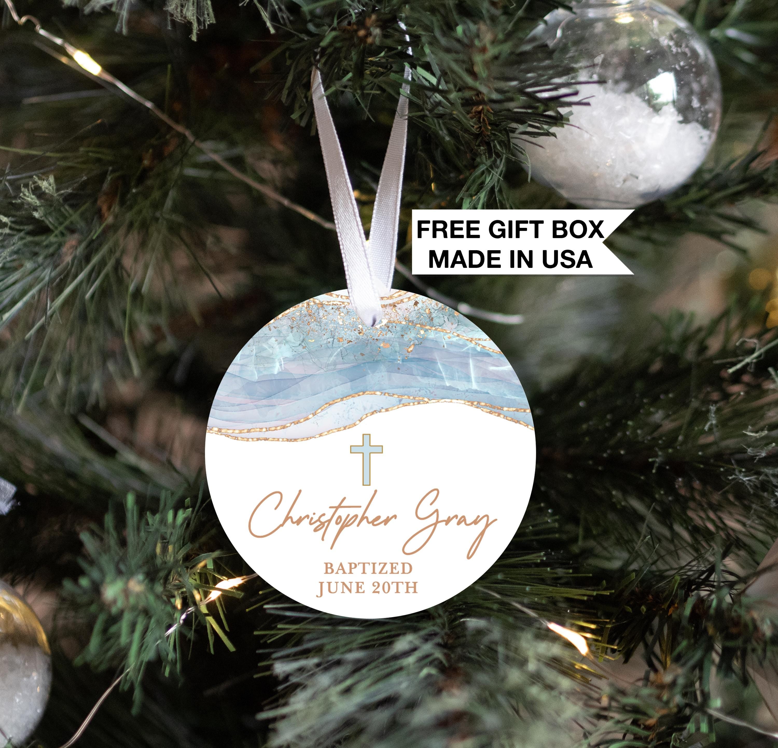 Personalized Baptism Ornament| Baptism Gift for Boy or Girl | Personalized Communion Christmas Ornament | Godson God Daughter Christmas gift
