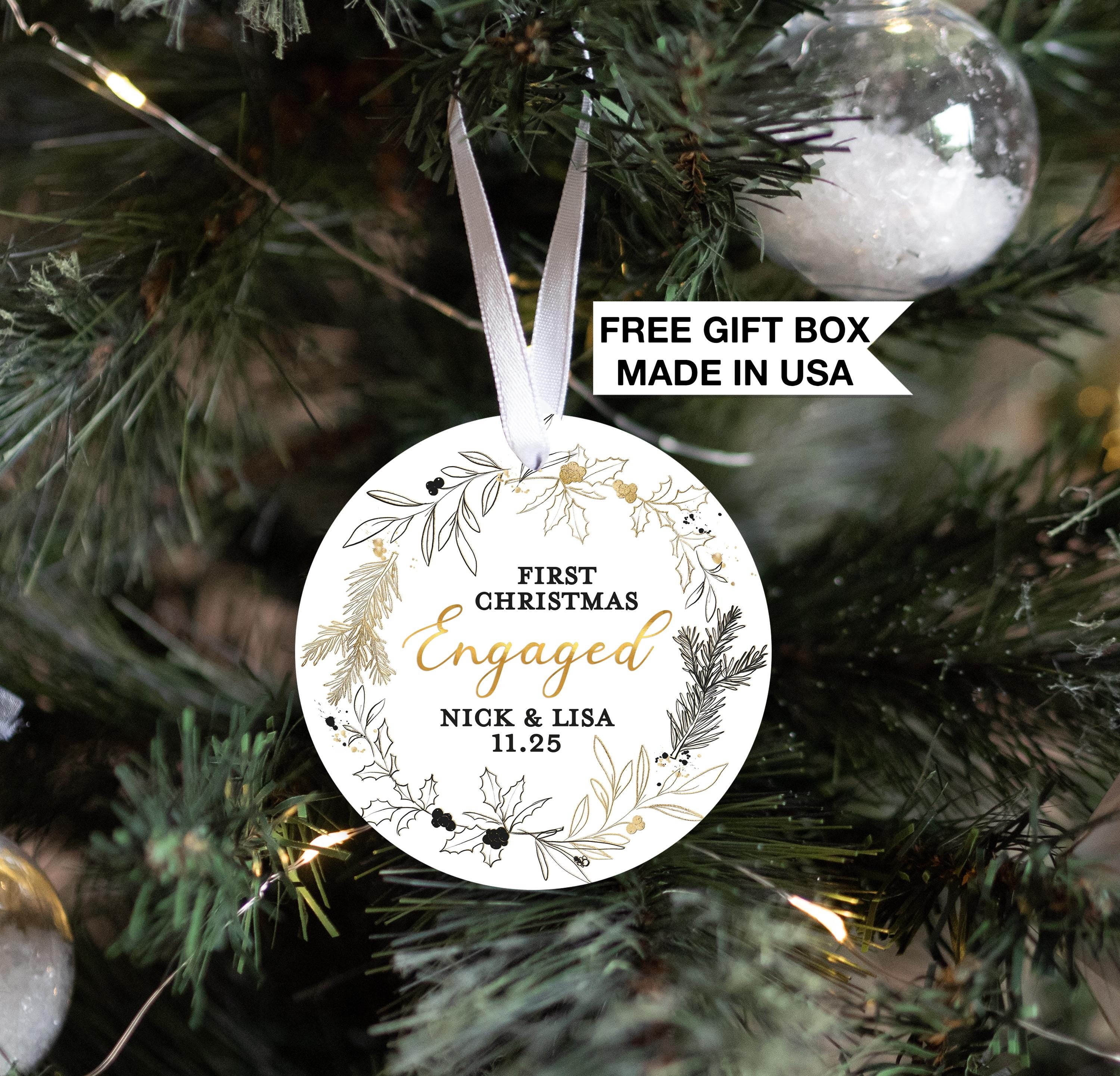 Engagement Christmas Ornament - Personalized First Christmas Keepsake - Engaged Christmas Gift 2025