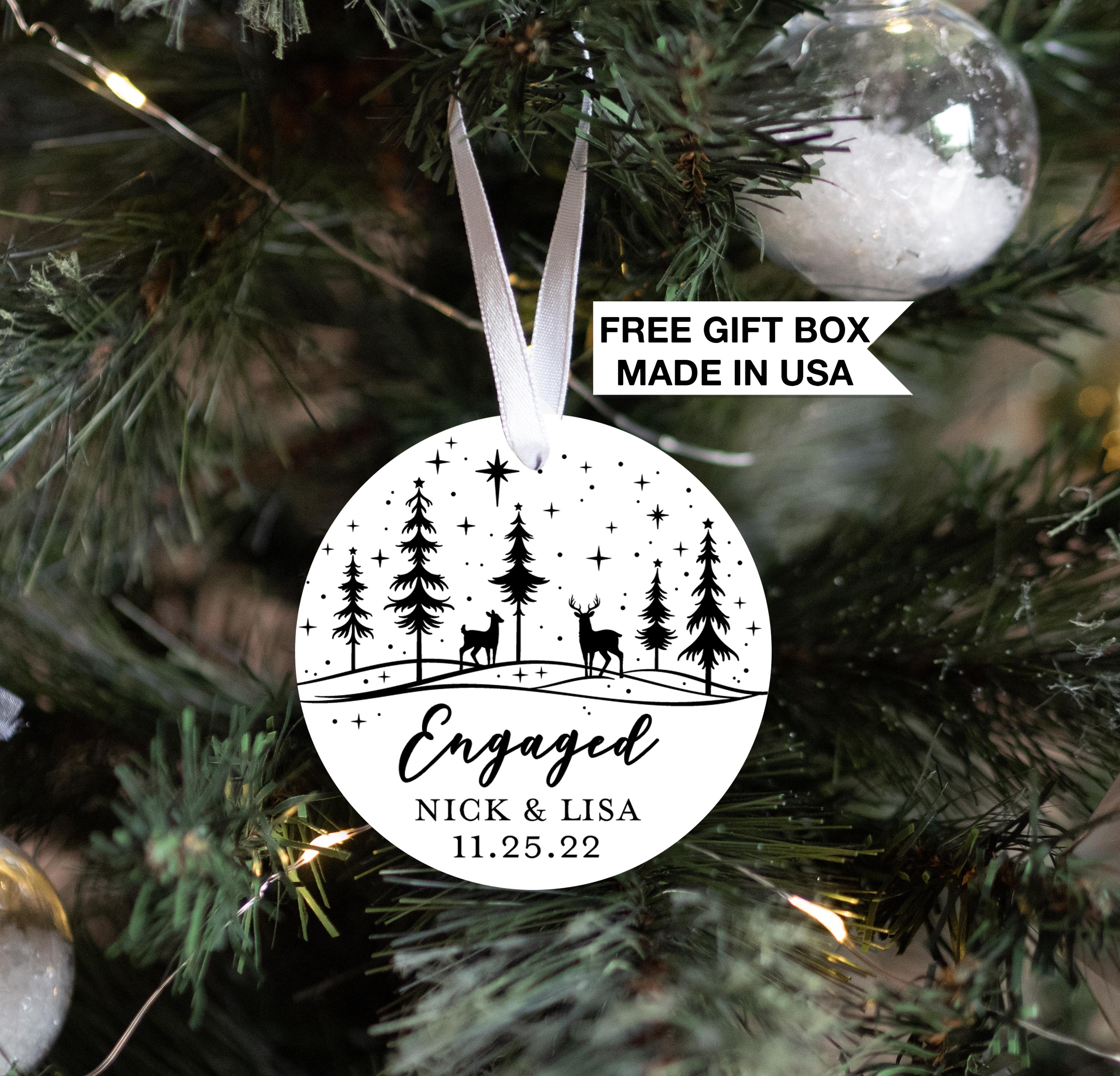 Engagement Christmas Ornament - Personalized First Christmas Keepsake - Engaged Gift 2025