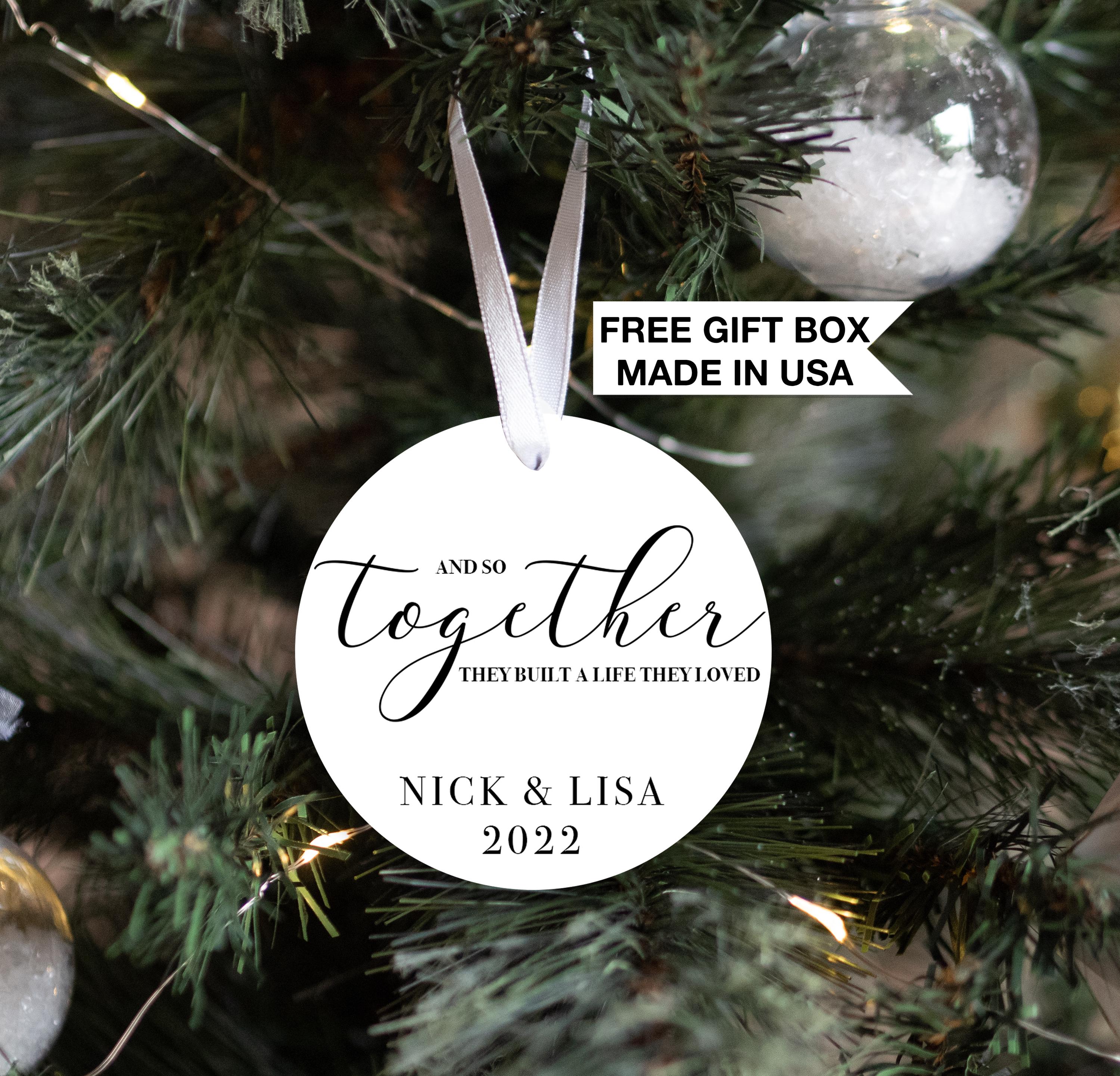 Together They Built A Life They Loved Christmas, Personalized First Christmas Married Ornament