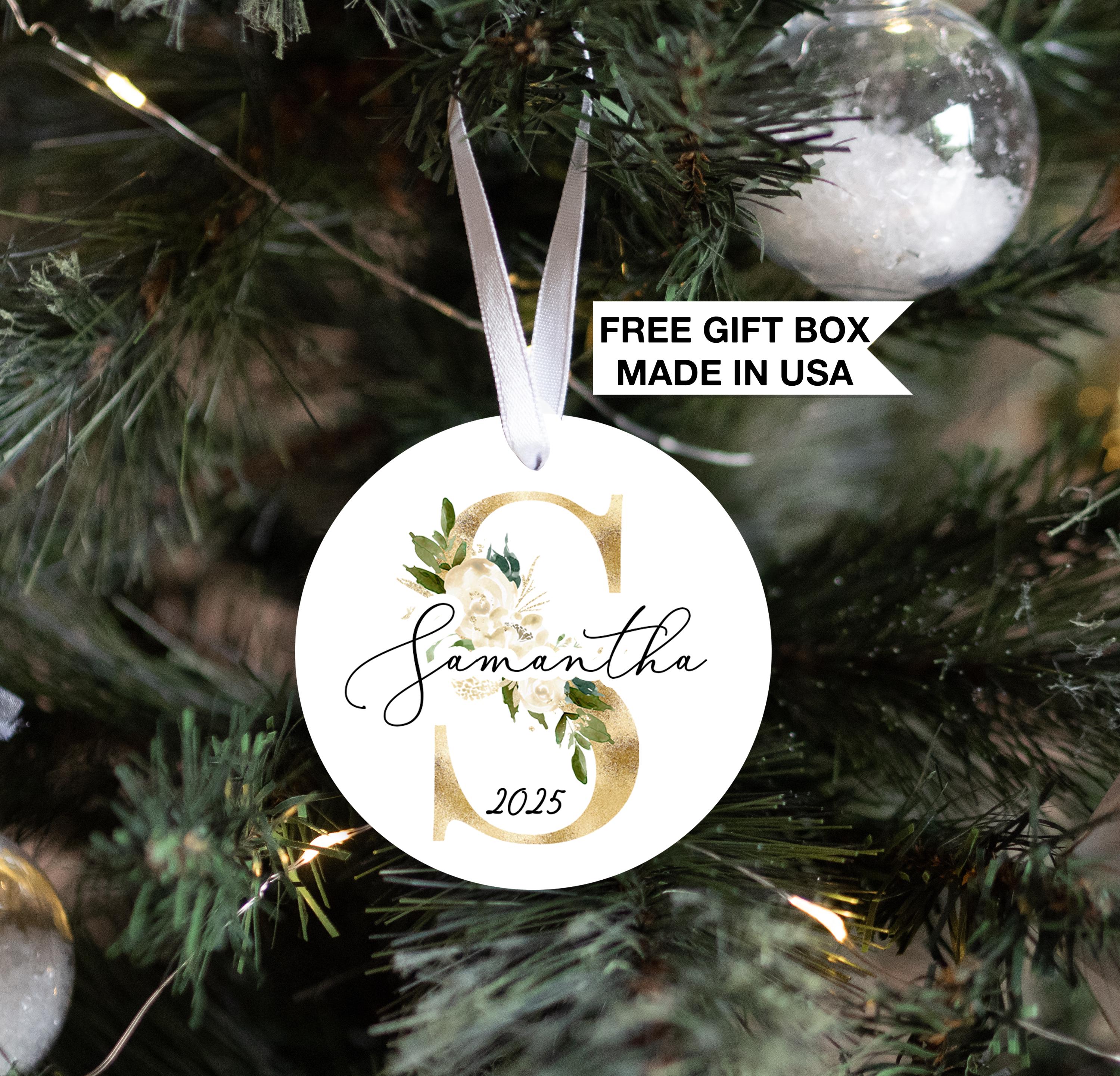 Initials Christmas Ornament, Personalized Initial Monogram Ornament, Last Name Family Keepsake