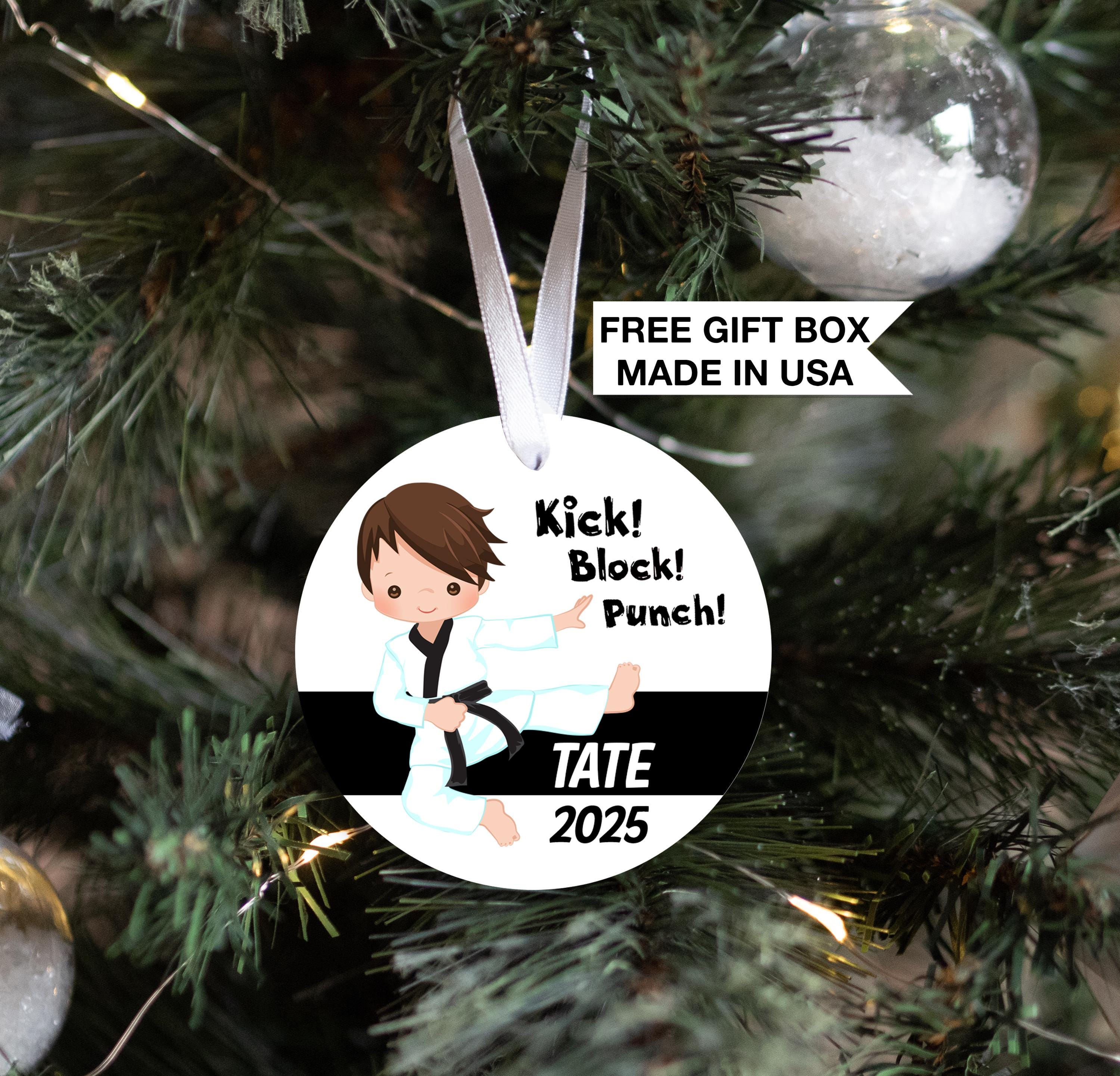 Karate Kid Ornament, Personalized Kick Block Punch Christmas Gift
