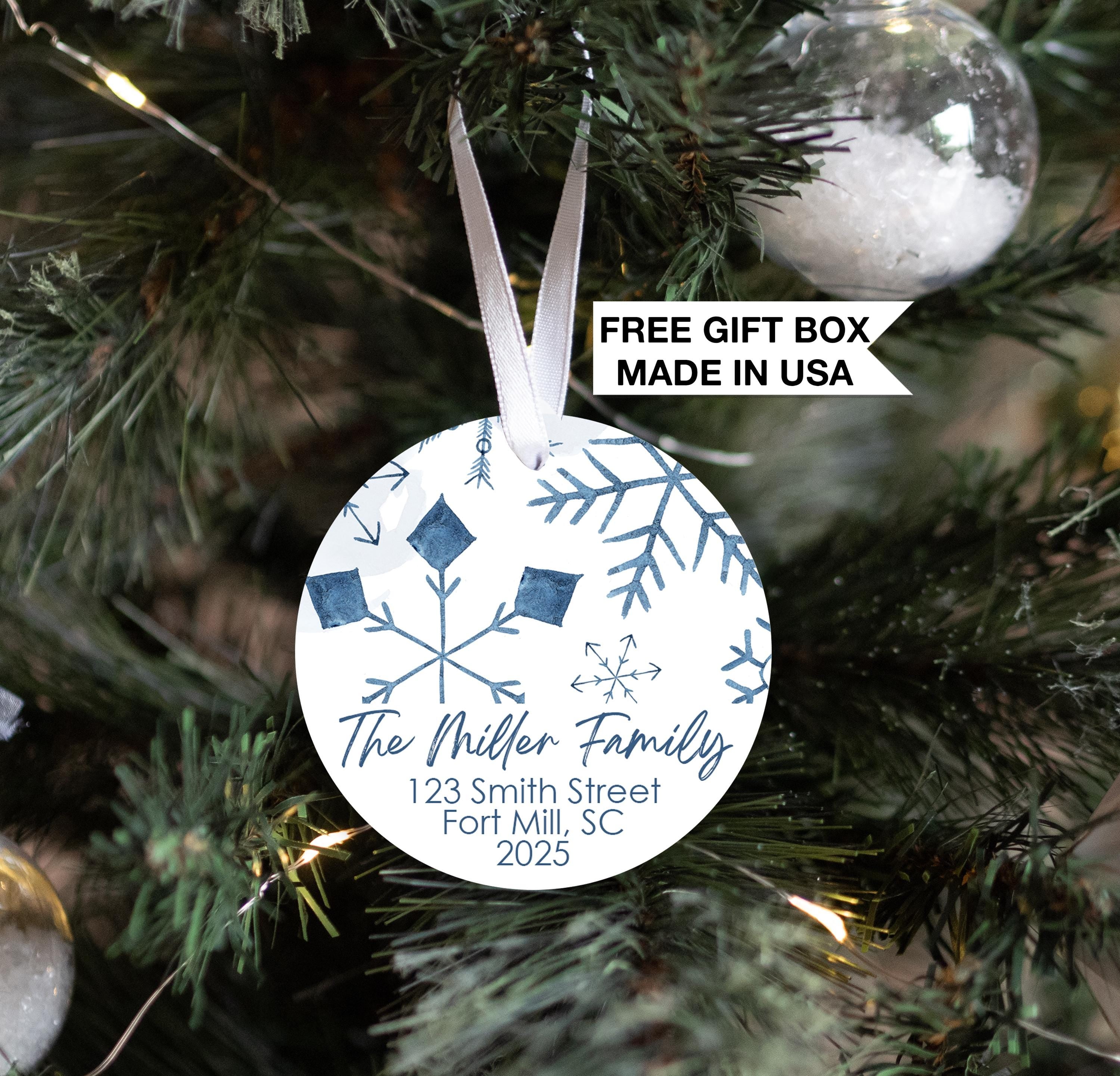 Snowflake Christmas Ornament | Personalized Our First Home Ornament | Snowflake Family Keepsake