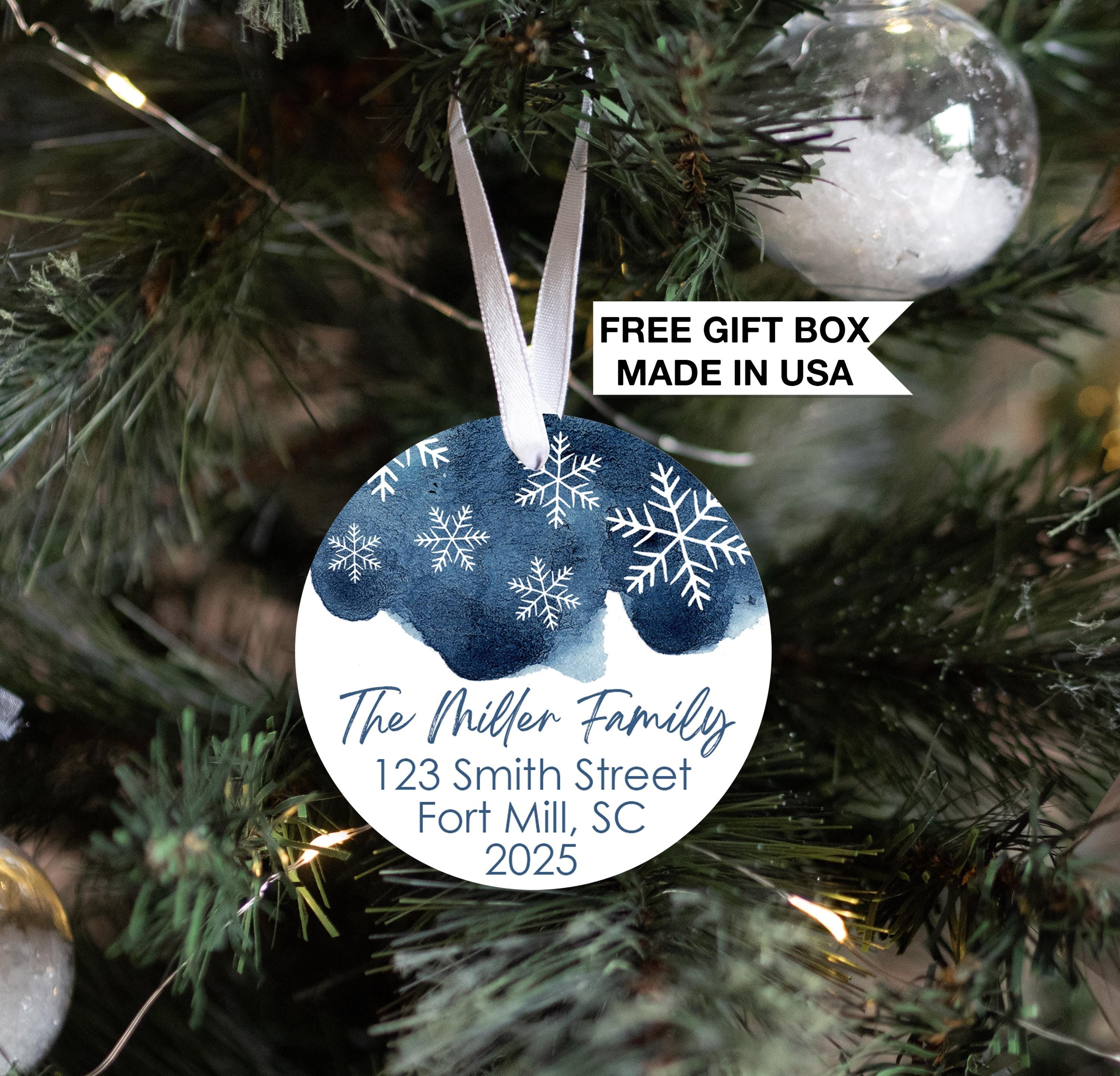 Snowflake Family Christmas Ornament, Personalized Our First Home Ornament